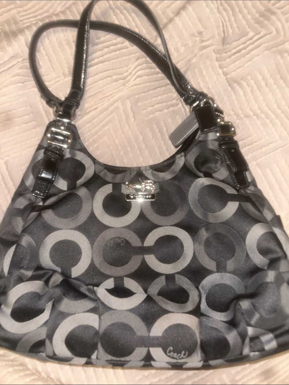 Coach Black & Gray Signature C Shoulder Bag